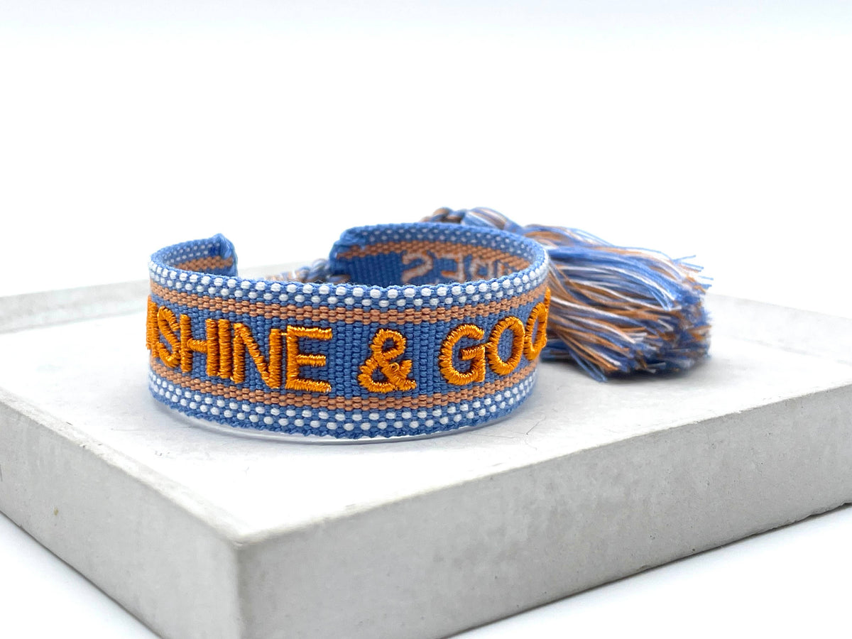SUNSHINE & GOOD VIBES statement bracelet woven, embroidered