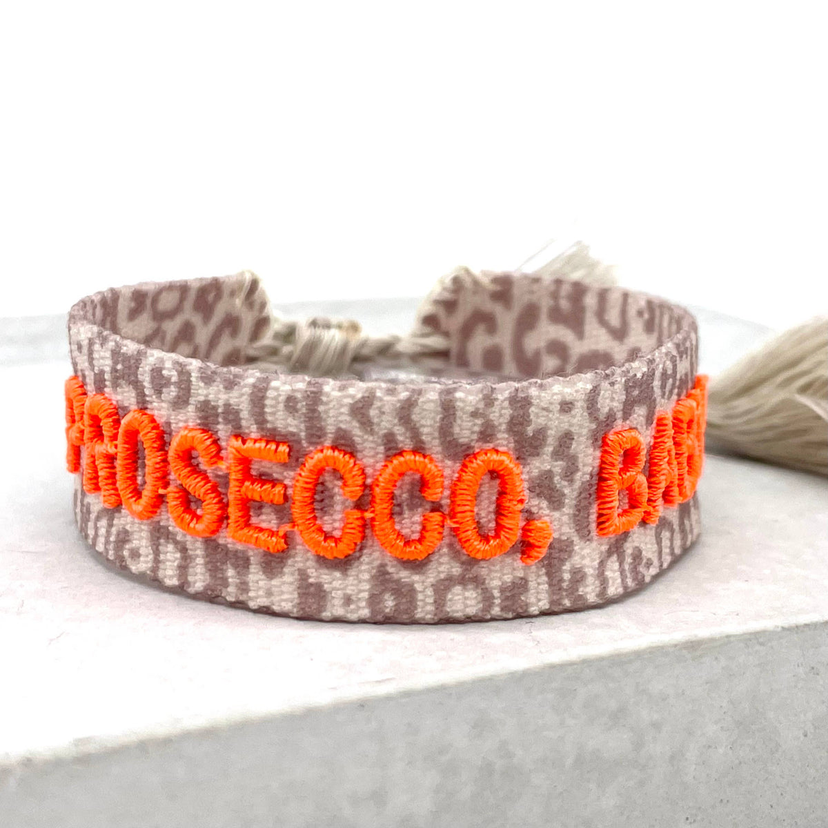 PROSECCO, BABY! Statement bracelet woven, embroidered