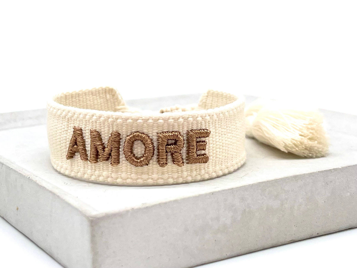 AMORE statement bracelet woven, embroidered
