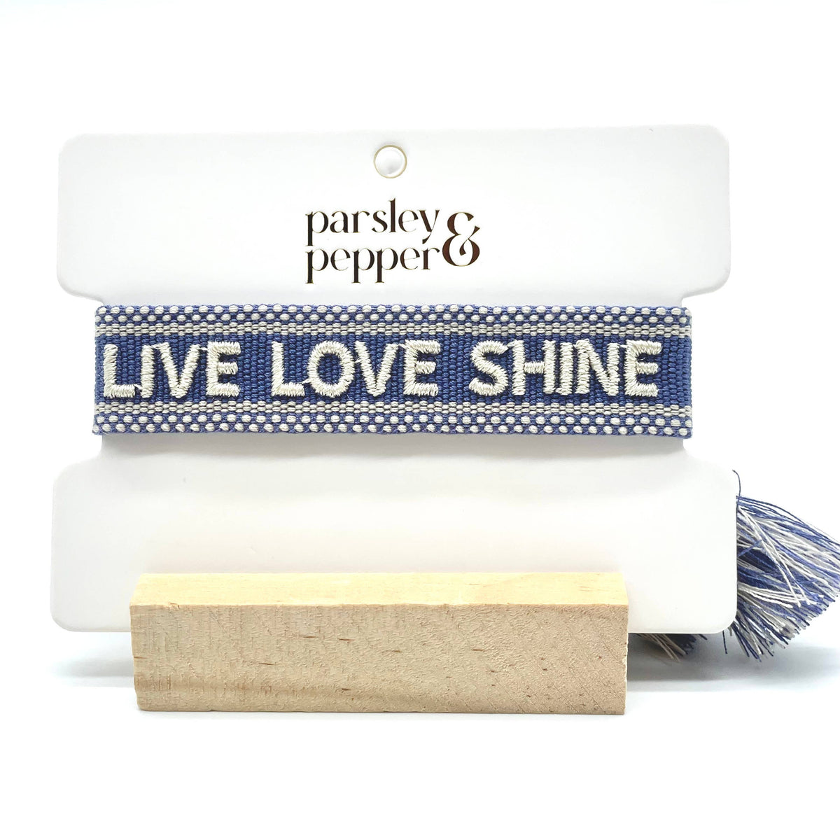LIVE LOVE SHINE statement bracelet woven, embroidered