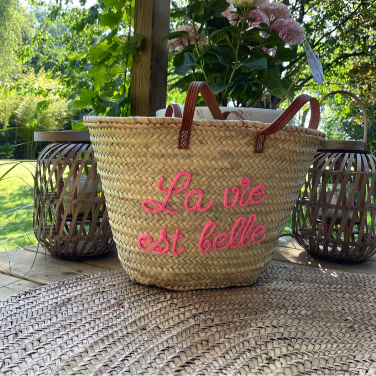 Palmblattkorb „Life is beautiful“