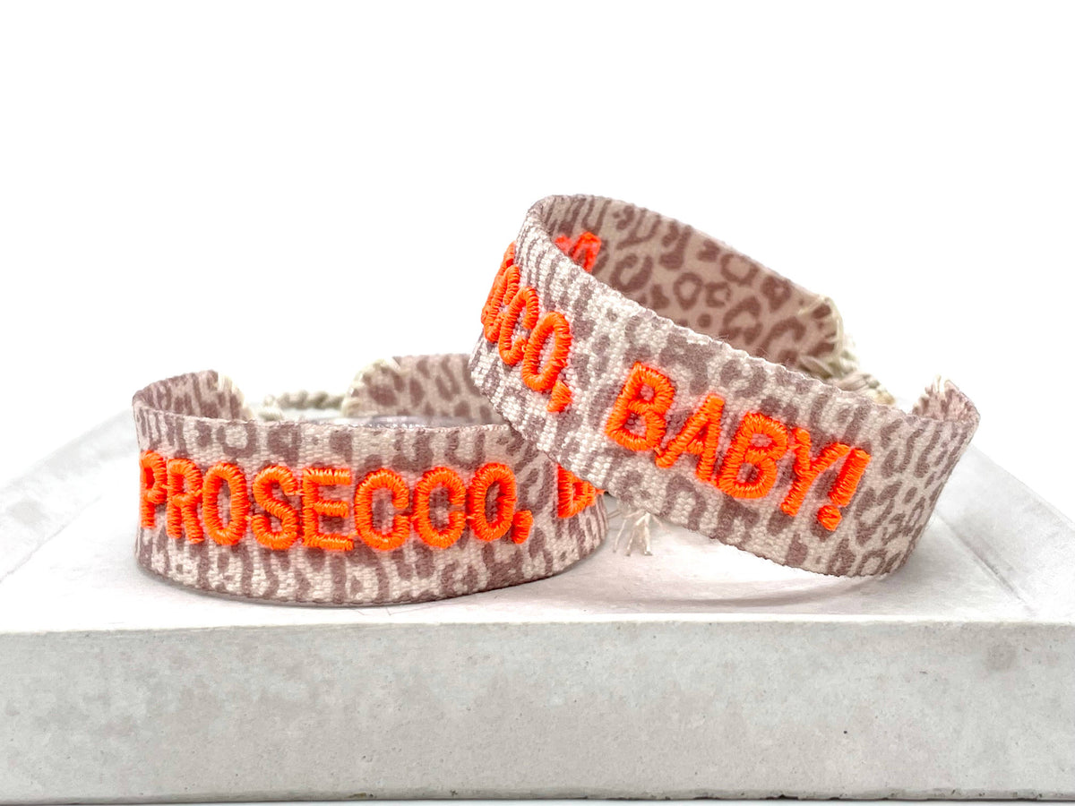 PROSECCO, BABY! Statement bracelet woven, embroidered