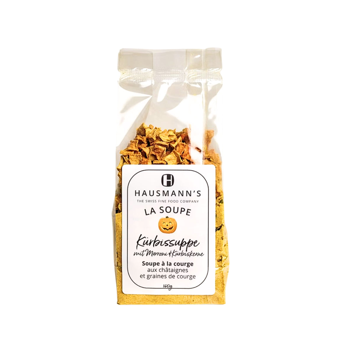 Kürbissuppe mit Tessiner Kräutern, Marroni und Kürbiskerne 160g