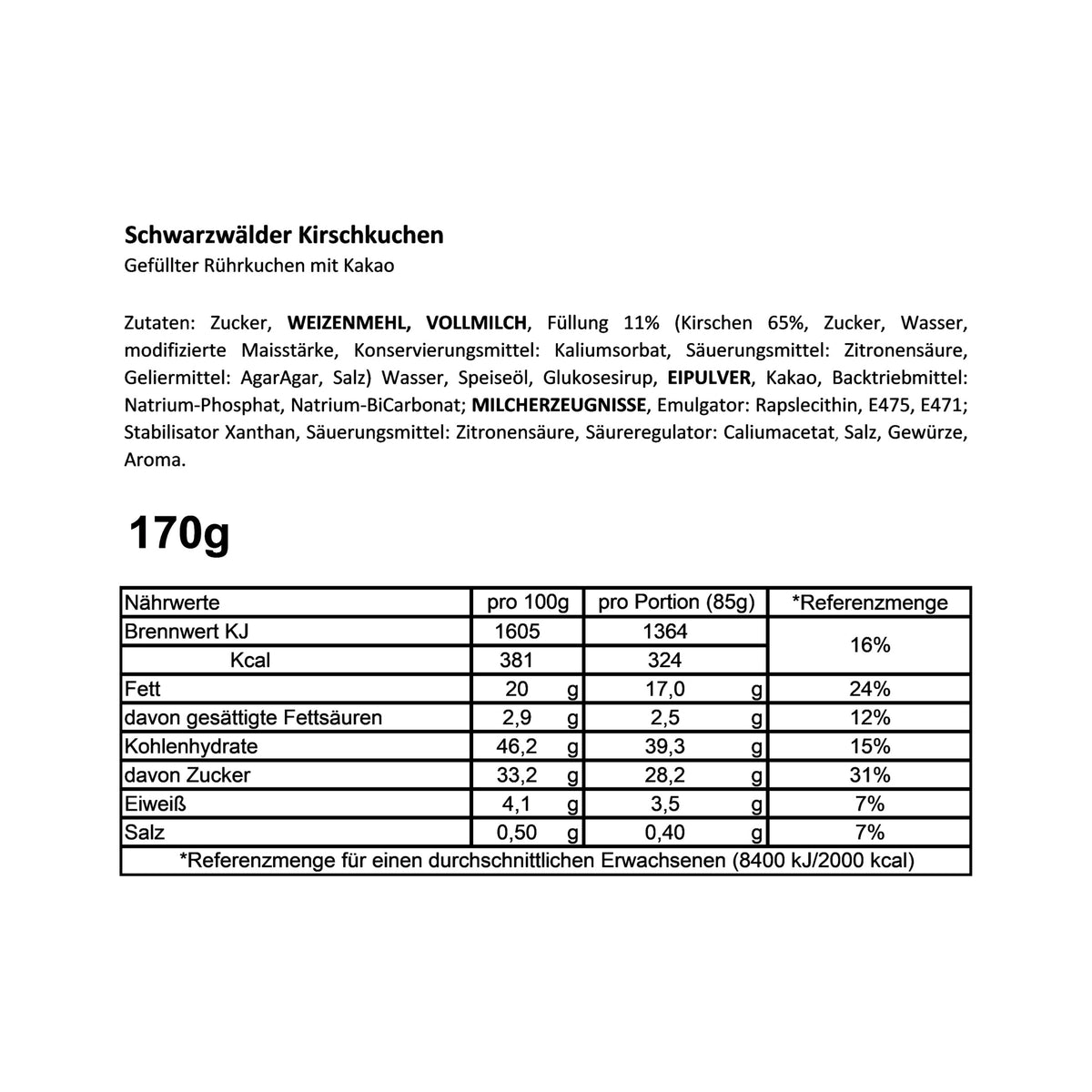 Cancake &#39;Merci&#39; Schwarzwälder Kirschkuchen 170g