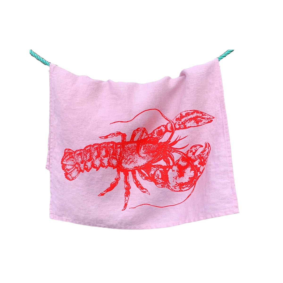Geschirrtuch Rosa Hummer 100% Leinen