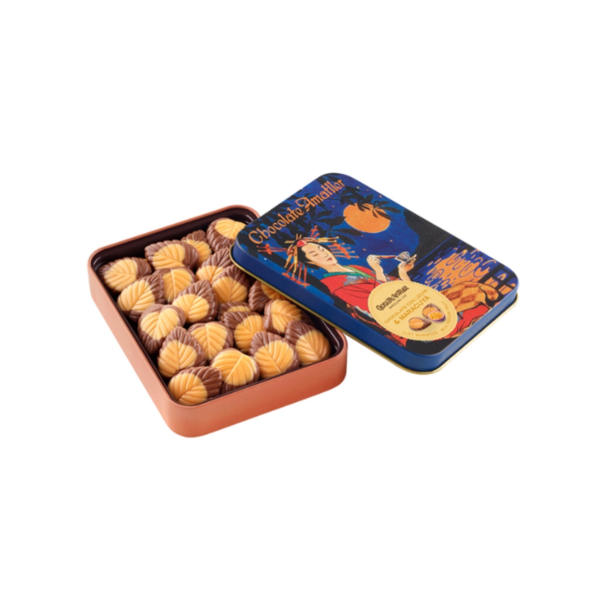 Chocolate Amattler -  Milchschokolade mit Passionsfrucht in Blechdose - 60g