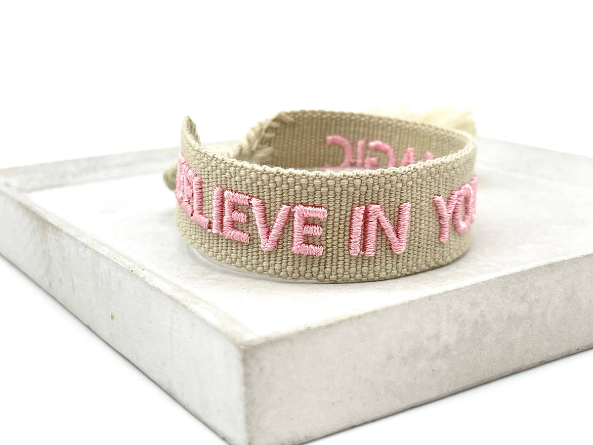 BELIEVE IN YOUR MAGIC Woven, Embroidered Statement Bracelet