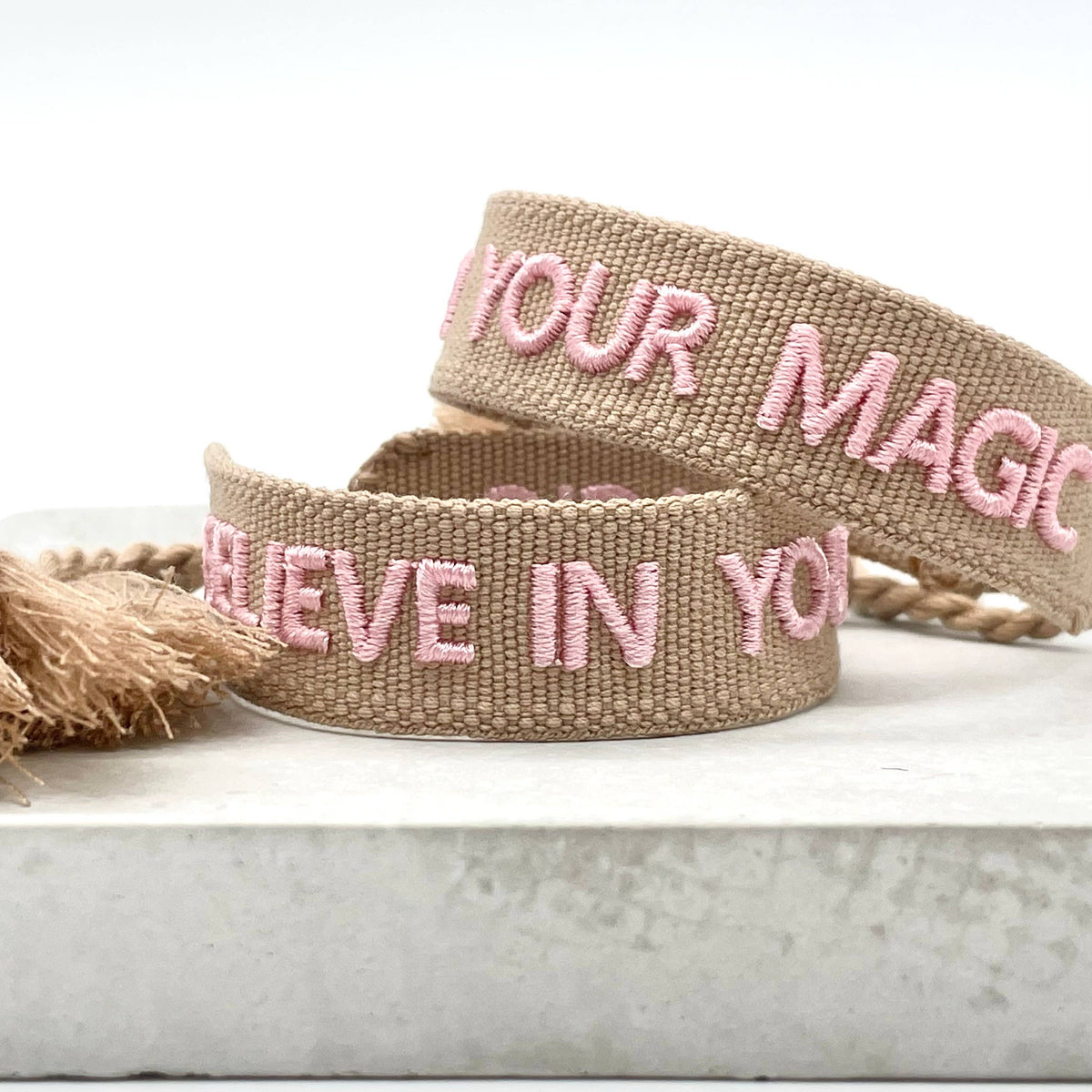 BELIEVE IN YOUR MAGIC Woven, Embroidered Statement Bracelet