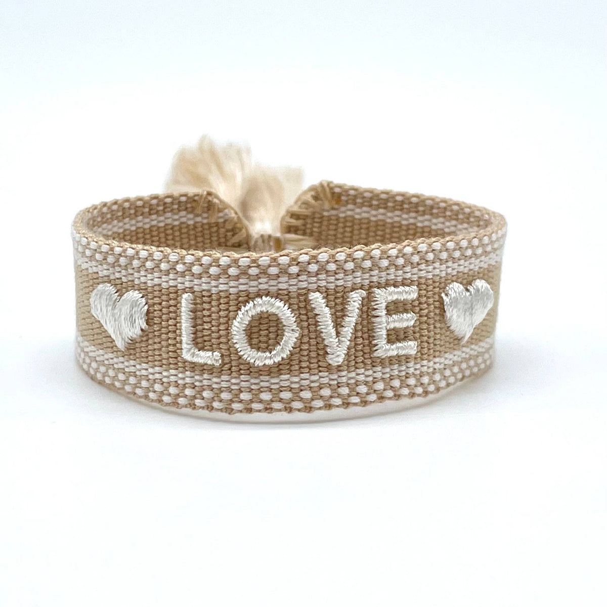 ❤ LOVE ❤ statement bracelet woven, embroidered