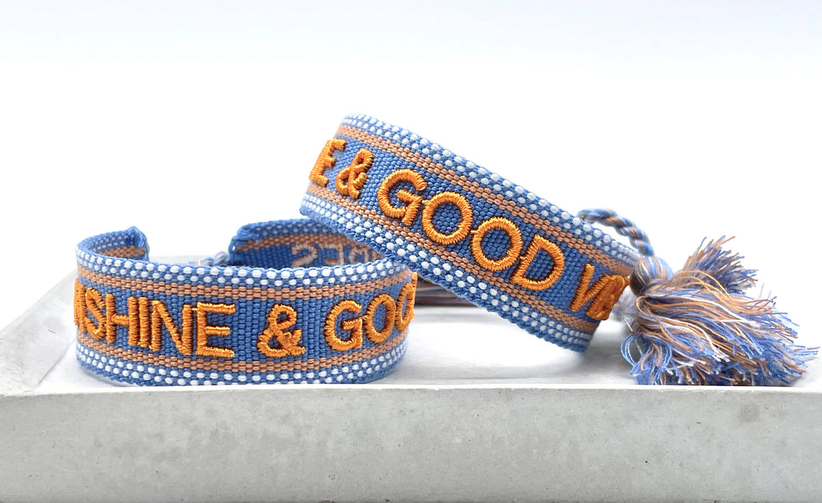SUNSHINE & GOOD VIBES statement bracelet woven, embroidered