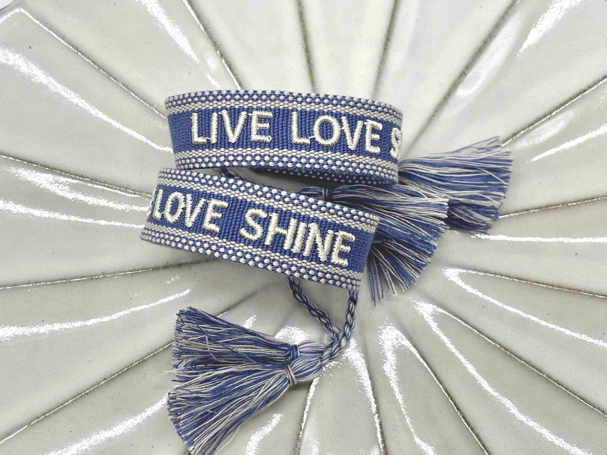 LIVE LOVE SHINE statement bracelet woven, embroidered